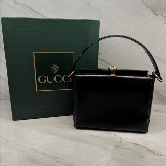 Gucci Handbags - Vintage Gucci Black Calf Leather Shoulder Bag
